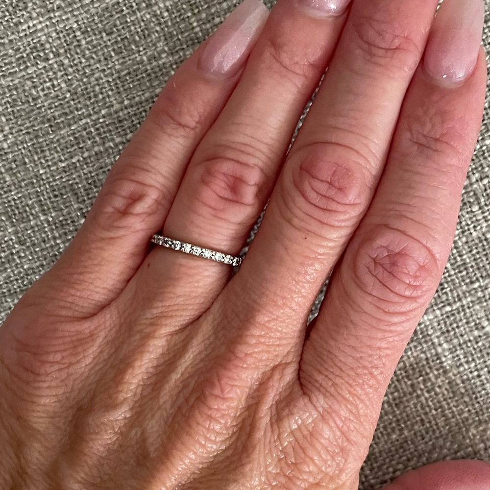 Thin diamond band, individually set diamonds- size 5.